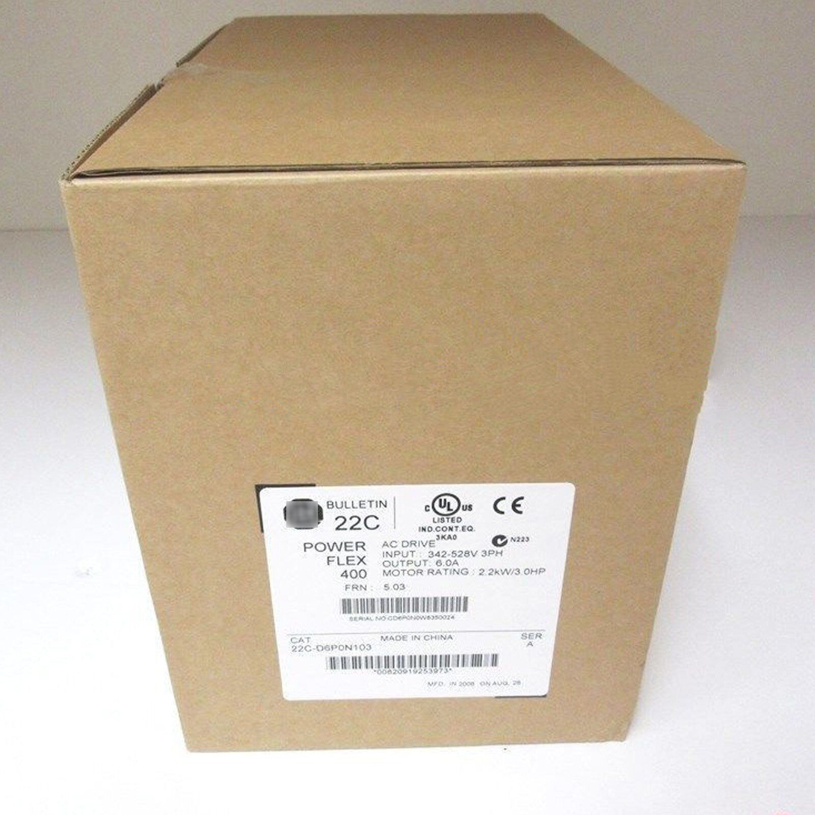 Allen-Bradley PowerFlex 400 AC Drive in cardboard box, industrial automation parts