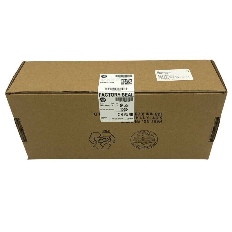 Allen-Bradley Micro830 2080-LC30-48AWB PLC in original packaging. Features a factory seal and product information.