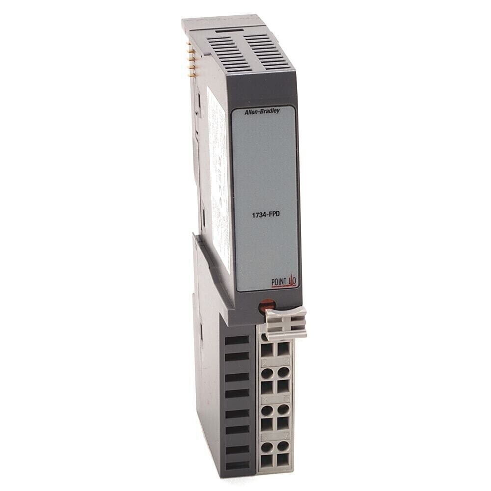 Allen-Bradley 1734-FPD I/O Module. Gray industrial module with "Allen-Bradley" and "1734-FPD" text, plus POINT I/O.