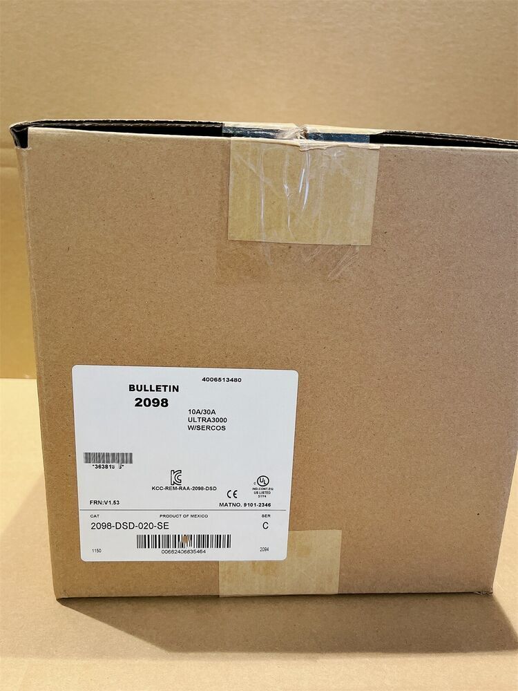 Allen-Bradley 2098-DSD-020-SE Servo Drive box, Bulletin 2098, 10A/30A, ULTRA3000 with SERCOS interface, product packaging