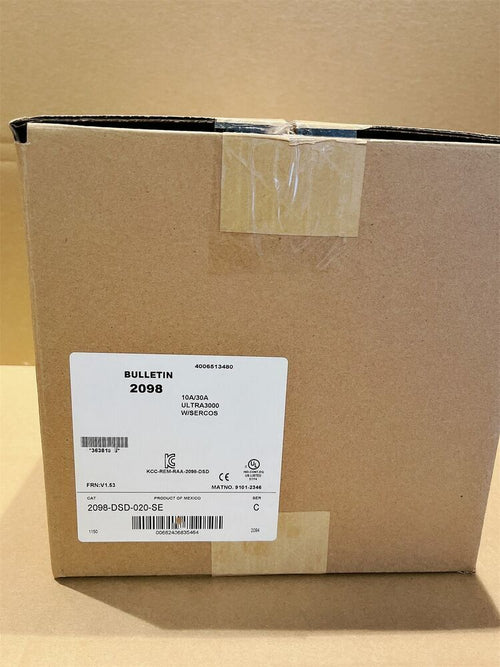 Allen-Bradley 2098-DSD-020-SE Servo Drive box, Bulletin 2098, 10A/30A, ULTRA3000 with SERCOS interface, product packaging
