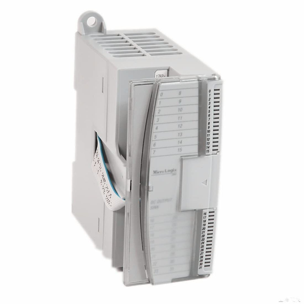 Allen-Bradley MicroLogix 1200 Analog I/O Module, 1762 Series. Gray module with DC Output and number labels.