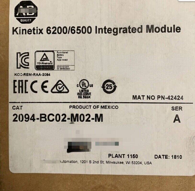 Allen-Bradley Kinetix 6200/6500 Integrated Module 2094-BC02-M02-M, Industrial Automation