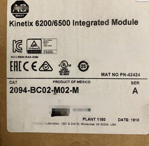 Allen-Bradley Kinetix 6200/6500 Integrated Module 2094-BC02-M02-M, Industrial Automation