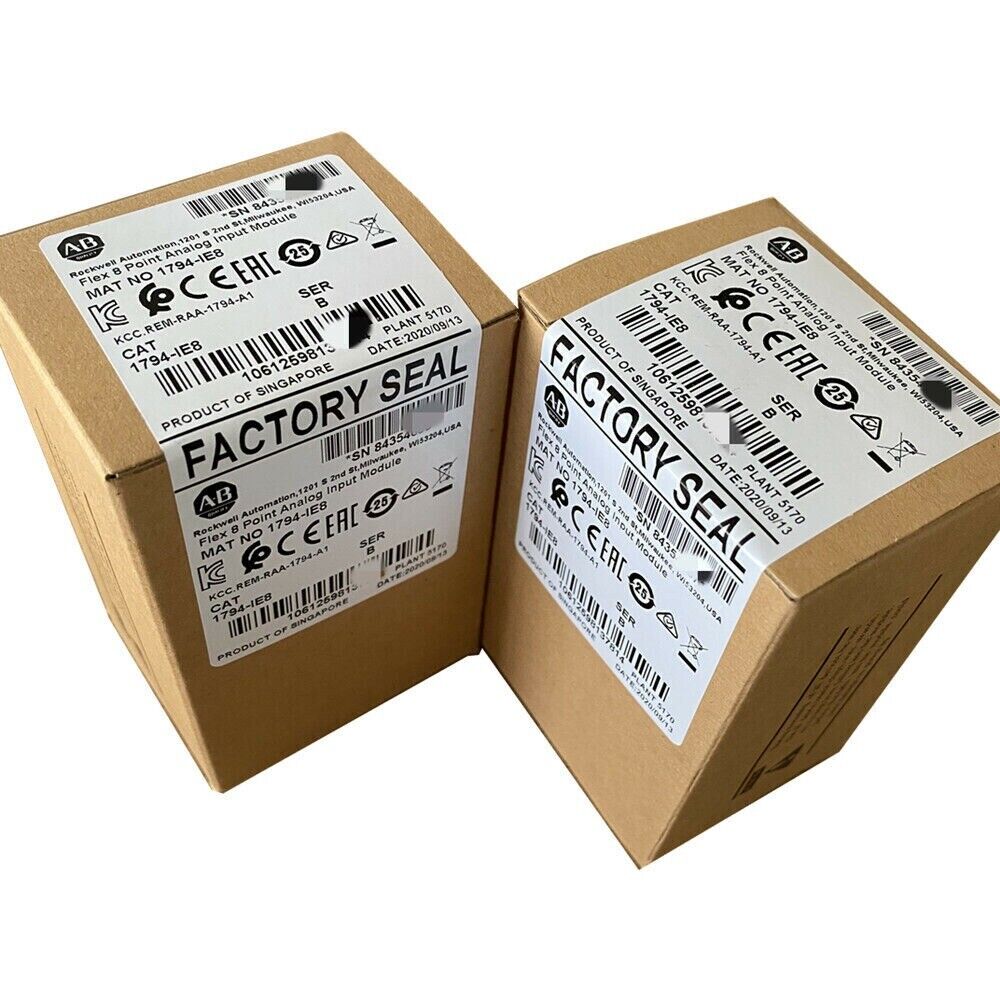 Allen-Bradley 1794-IE8 Flex 8 Point Analog Input Module boxes, factory sealed. Product of Singapore.