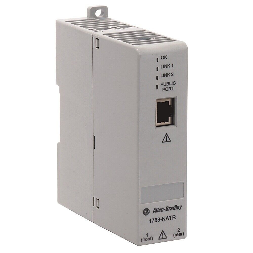 Allen-Bradley 1783-NATR Network Address Translation Module. Features include public port, Link 1, Link 2, and OK indicators.