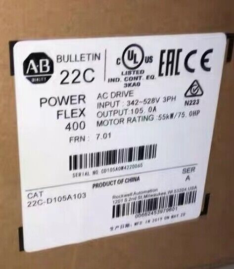 Allen-Bradley PowerFlex 400 AC Drive Label, 22C-D105A103, Industrial Automation