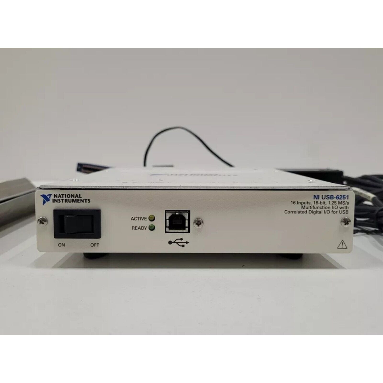 National Instruments USB-6251 Multifunction I/O device with power switch, USB port, and status indicators