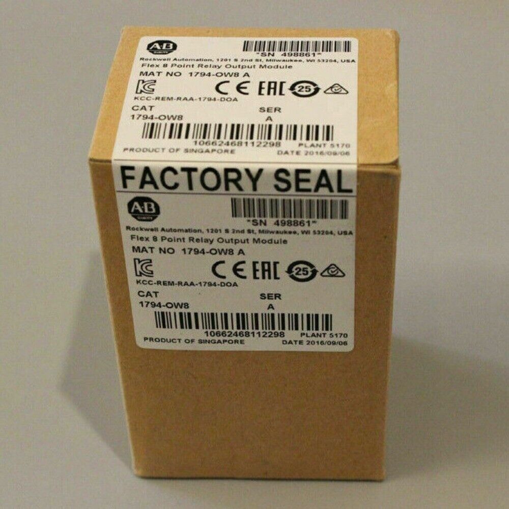 Allen-Bradley 1794-OW8 Flex 8 Point Relay Output Module packaging, factory sealed, industrial automation component.