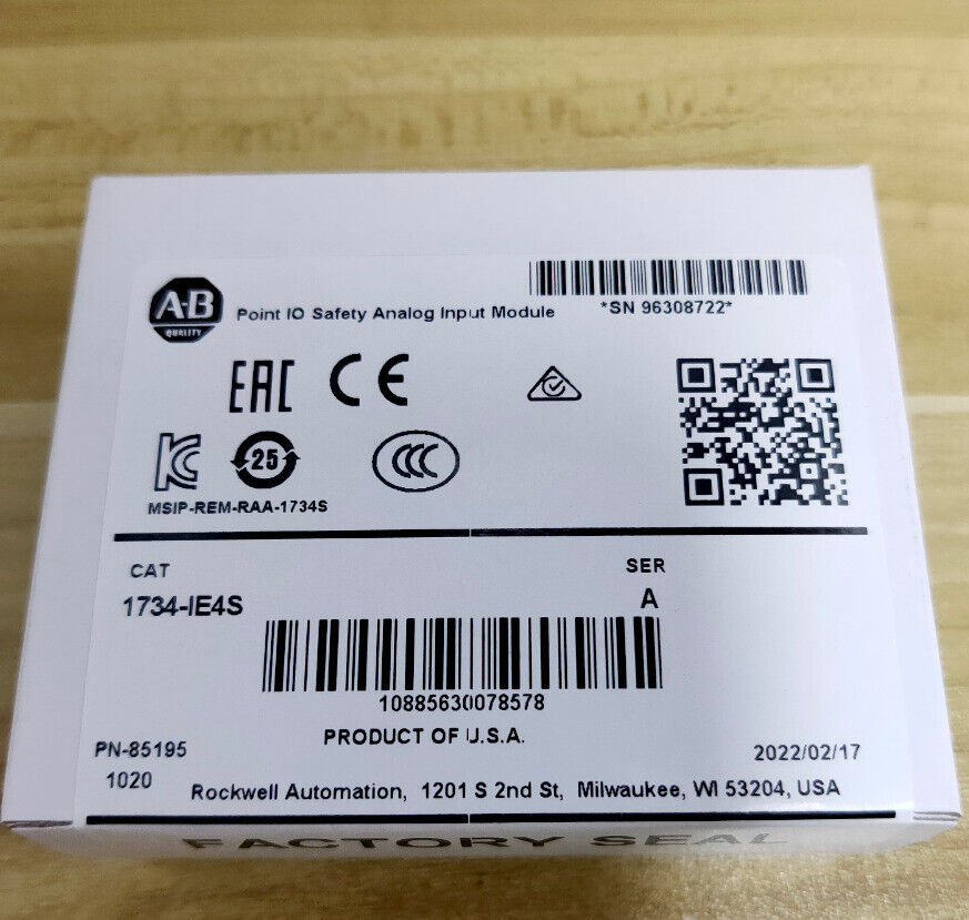 Allen-Bradley 1734-IE4S POINT I/O Safety Analog Input Module, Factory Sealed, USA made, for industrial automation.