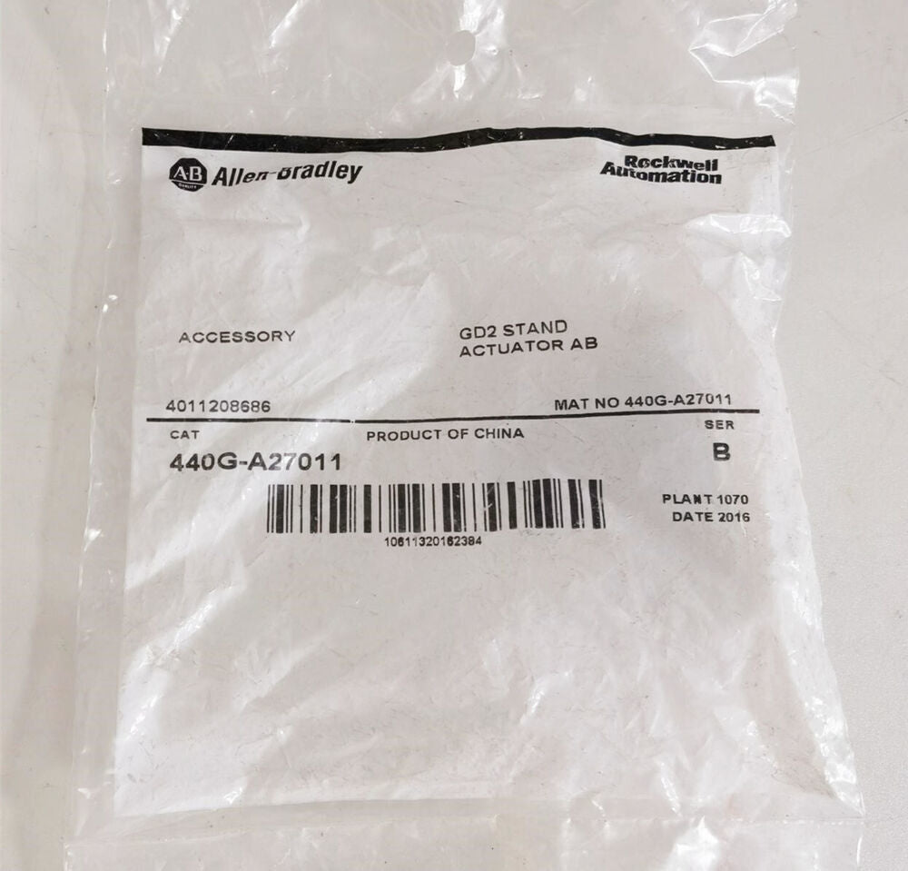 Allen-Bradley 440G-A27011 Safety Switch Actuator in packaging. Made in China. Industrial automation part.