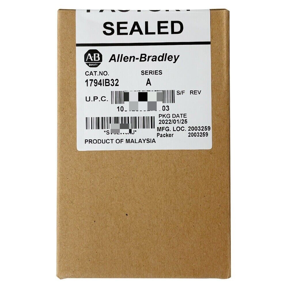 Allen-Bradley 1794-IB32 FLEX I/O Input Module sealed packaging, product of Malaysia.