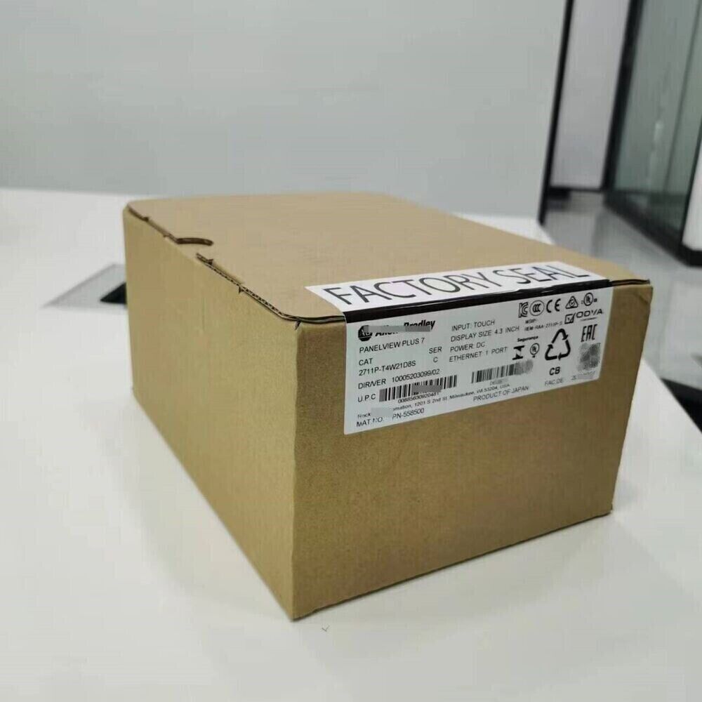 Allen-Bradley PanelView Plus 7 HMI box, Factory Sealed. Features 4.3-inch display, Ethernet port. Product of Japan.