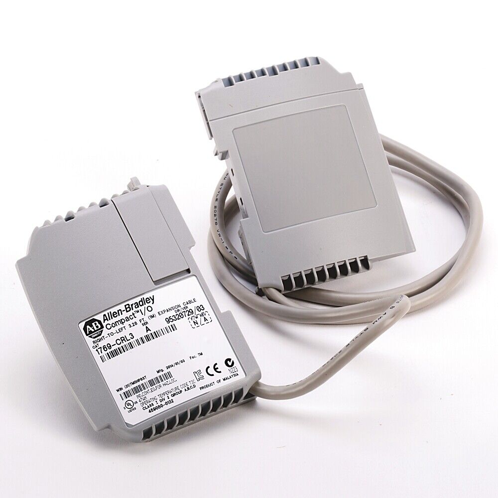 Allen-Bradley 1769-CRL3 expansion cable, gray plastic, Right to Left 3.28 ft (1M), for PLC systems.