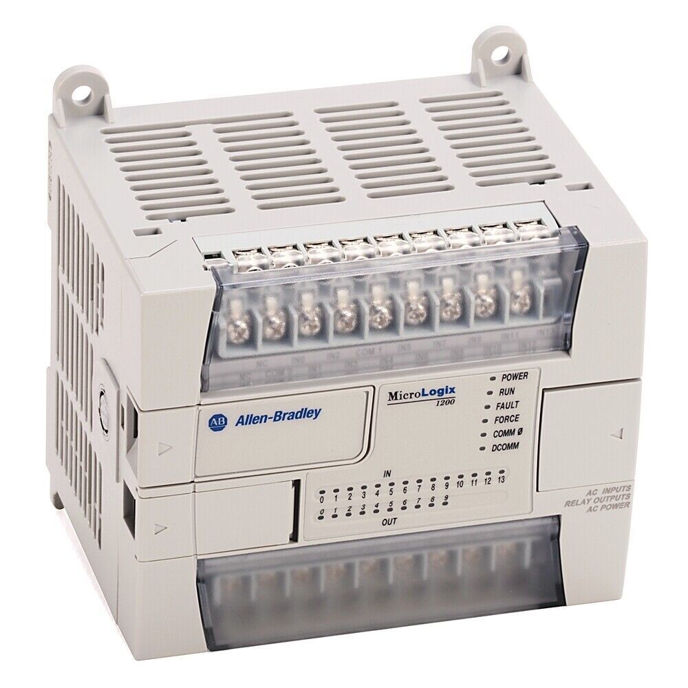 Allen-Bradley MicroLogix 1200 PLC Controller, compact design with AC inputs and relay outputs.