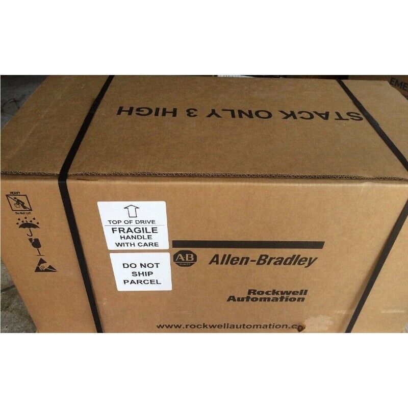 Allen-Bradley PowerFlex 70 AC Drive shipment box, fragile, handle with care, do not ship parcel.
