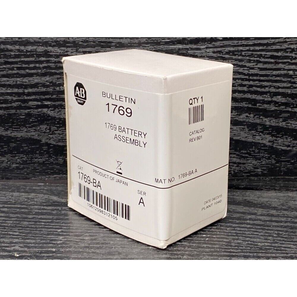 Allen-Bradley 1769-BA Battery Assembly box. CompactLogix PLC backup power, manufactured in Japan.