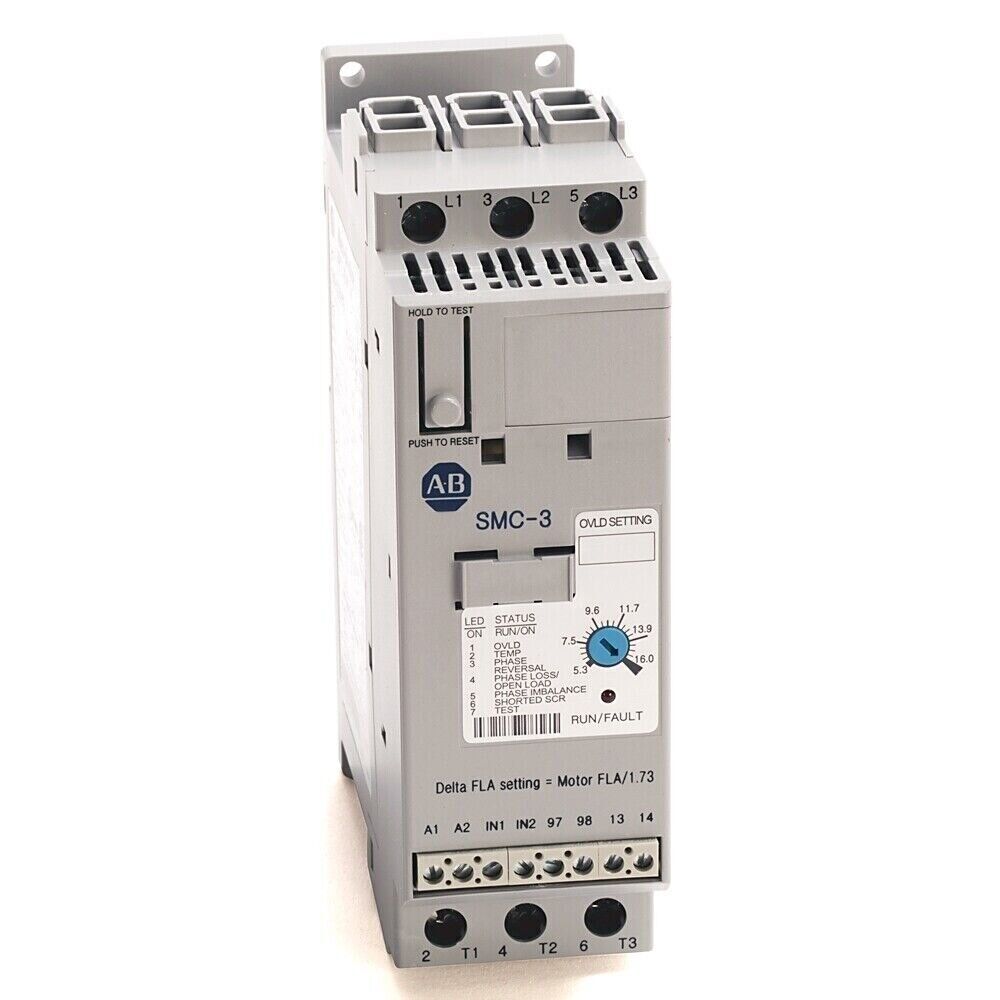 Allen-Bradley SMC-3 Smart Motor Controller. Gray industrial automation equipment.