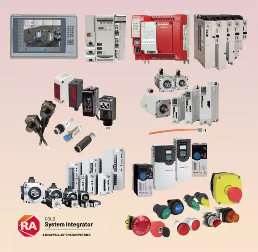 Industrial automation parts including Allen-Bradley HMI, sensors, motors, and control equipment. Factory automation parts.