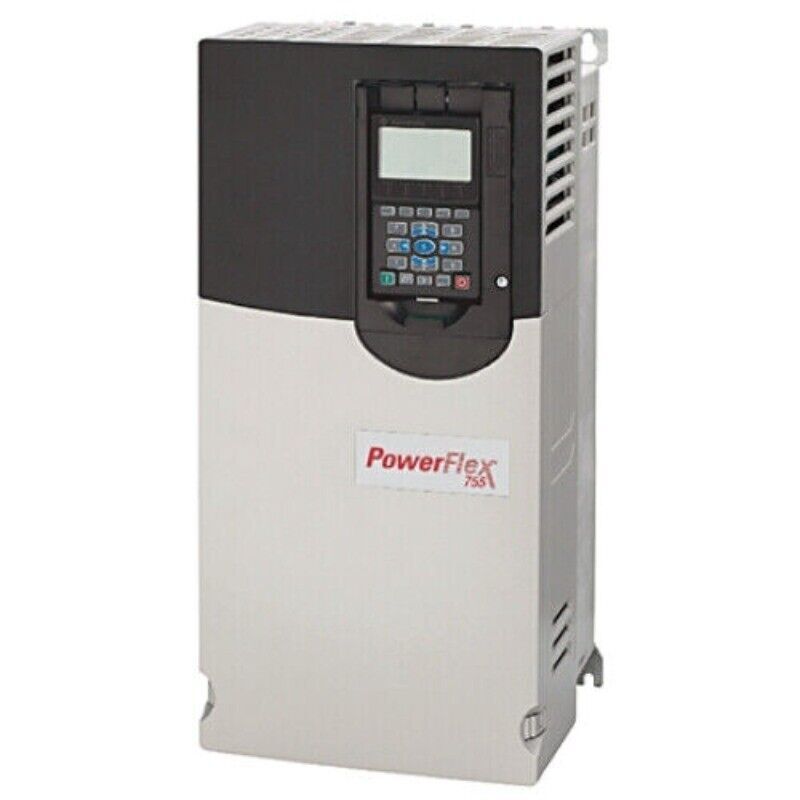 New Allen-Bradley PowerFlex 755 AC Drive. White and black color, provides drive control and performance.
