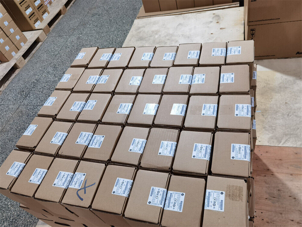 Allen-Bradley 1734-TBS POINT I/O Module Terminal Base boxes stacked on pallets for fast shipping, new in box