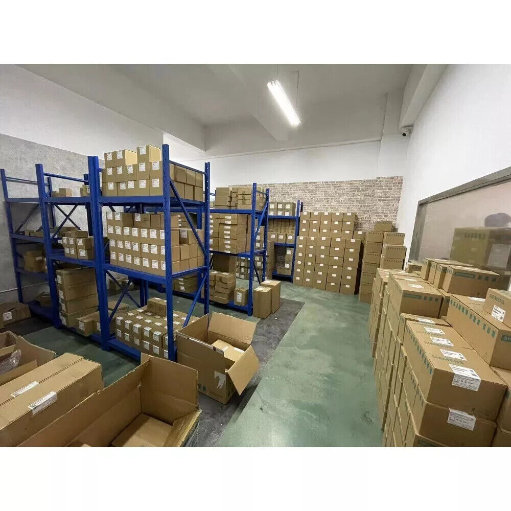 Warehouse storage of Allen-Bradley PanelView Plus 6 terminals, industrial automation parts, new in boxes, ready for shipping.