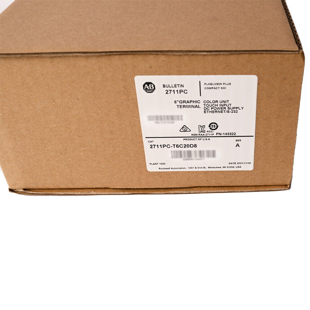 Allen-Bradley 2711PC-T6C20D8 Series A PanelView Plus Compact 600 box, 6" graphic color unit terminal.