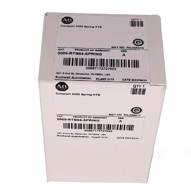 Allen-Bradley 5069-RTB64-SPRING Compact 5000 Spring RTB label.  Product of Germany, serial and date info.