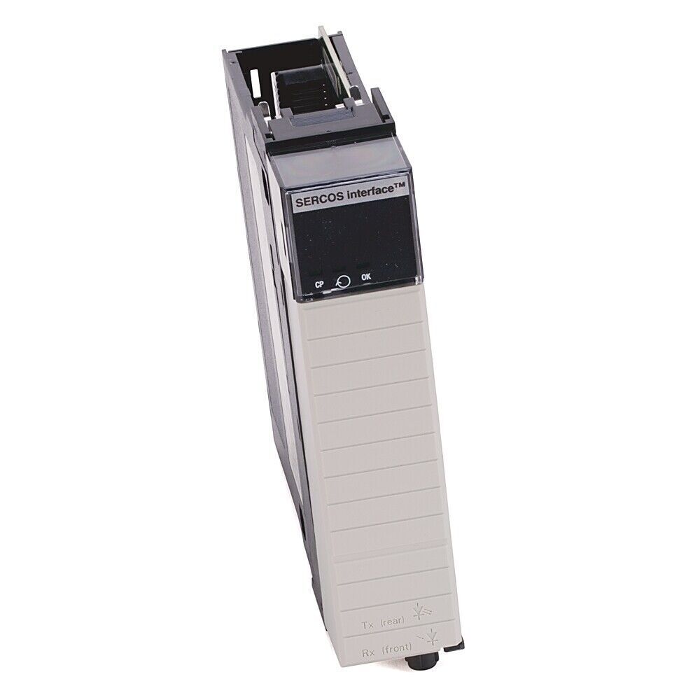 Allen-Bradley 1756-M08SE ControlLogix SERCOS Interface Module, gray and black, with CP, OK indicators.