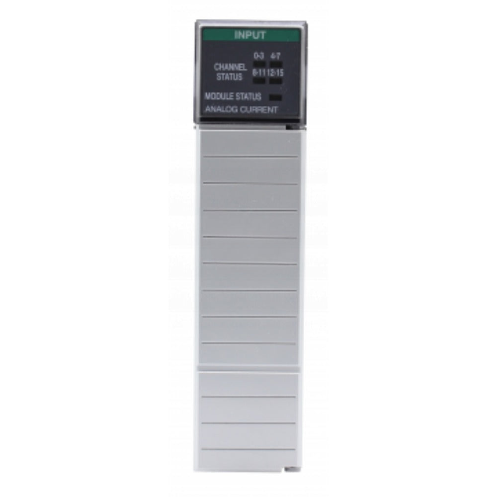 Allen-Bradley 1746-NI16I SLC 500 Analog Current Input Module with status indicators. Gray industrial PLC module.
