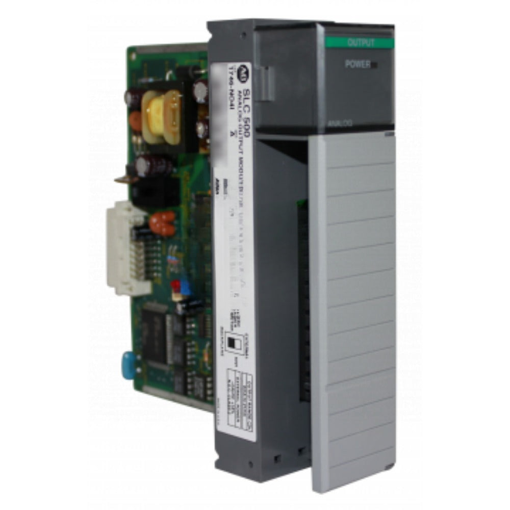 Allen-Bradley 1746-NO4I SLC 500 output module. 4-20mA, 24V DC. Industrial automation control.
