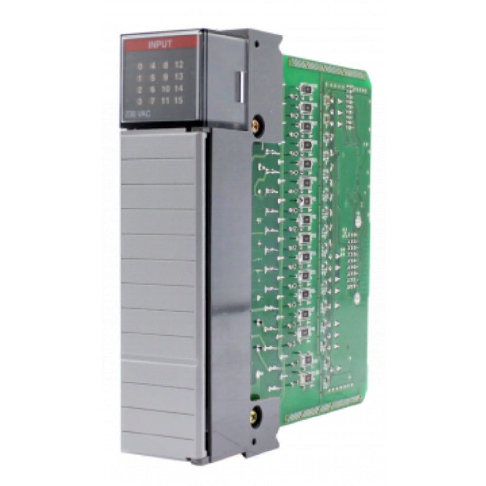 Allen-Bradley 1746-IM16 SLC 500 PLC Input Module, side view, gray module with input status indicators.