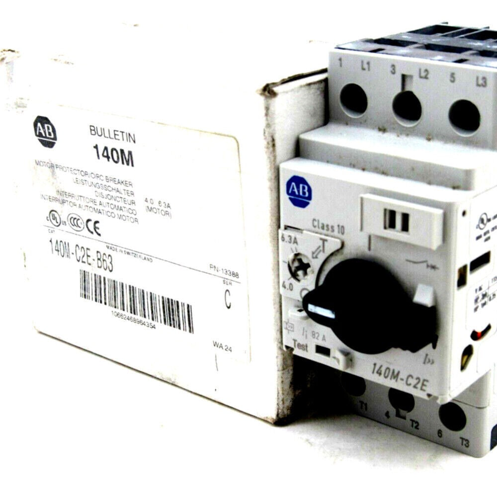 Allen-Bradley 140M-C2E-B63 motor protection circuit breaker, 63A, Class 10, compact design for industrial motor control