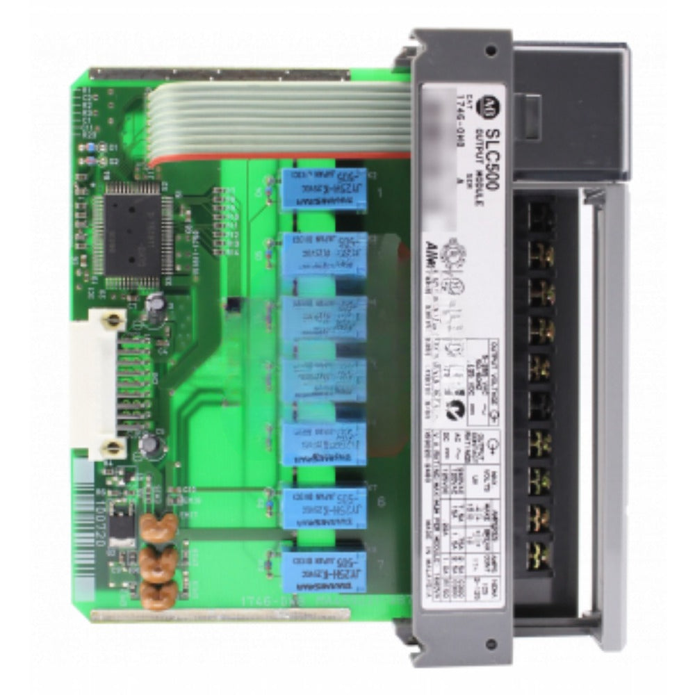 Allen-Bradley 1746-OW8 SLC 500 Output Module, green circuit board with electronic components, product detail