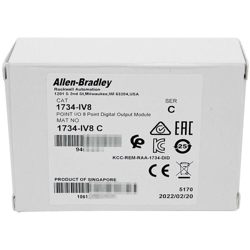 Allen-Bradley 1734-IV8 C POINT I/O digital input module box, Product of Singapore, 8 channel 24V DC.