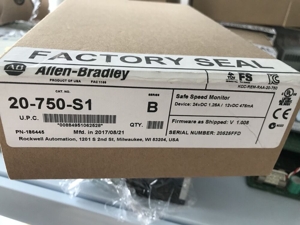 Allen-Bradley 20-750-S1 Safe Speed Monitor box, industrial automation part.