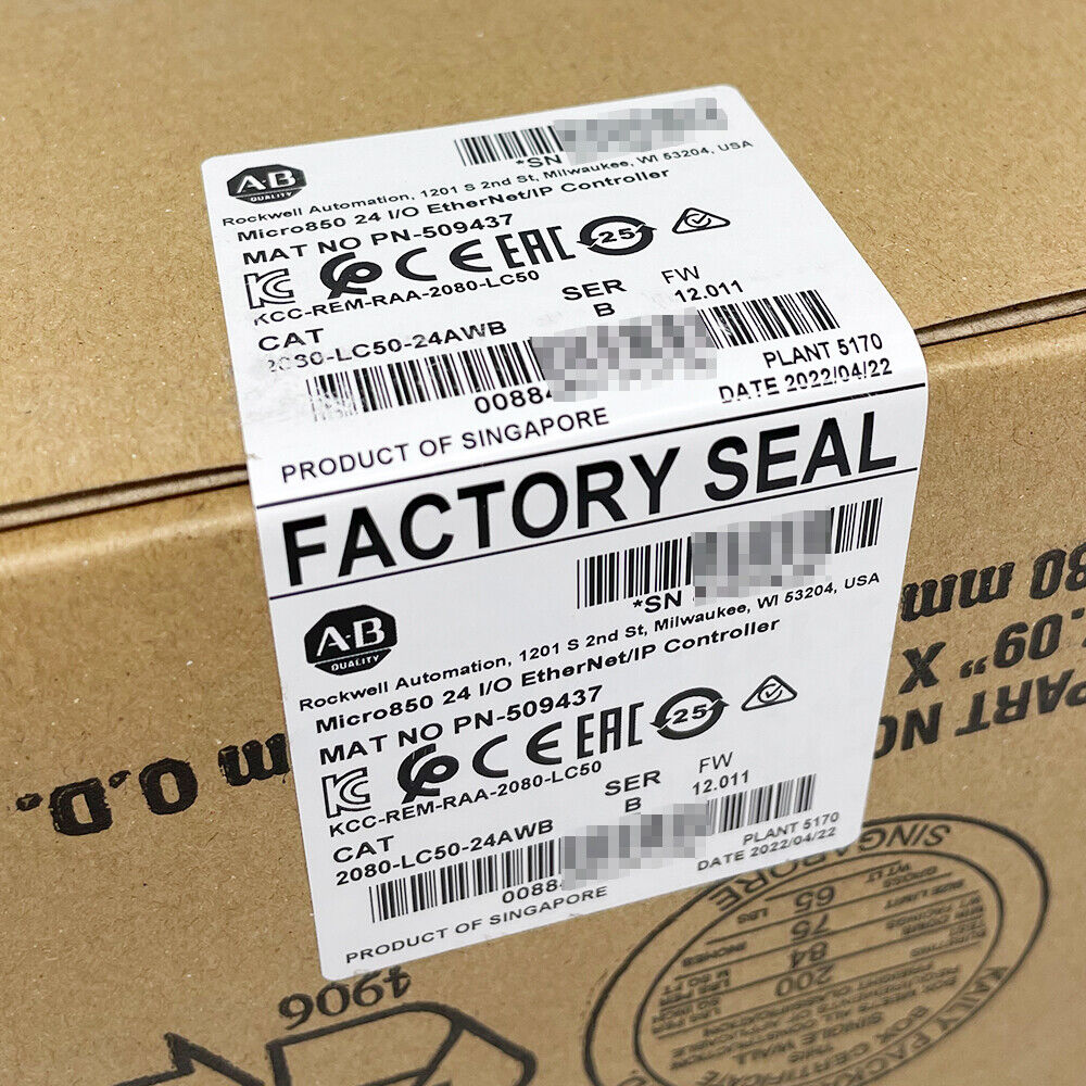 Allen-Bradley Micro850 2080-LC50-24AWB PLC Factory Sealed, Singapore Origin, Ethernet Controller