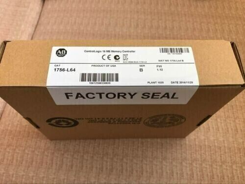 Allen-Bradley 1756-L64 ControlLogix 16MB Memory Controller factory sealed box, industrial automation PLC part.