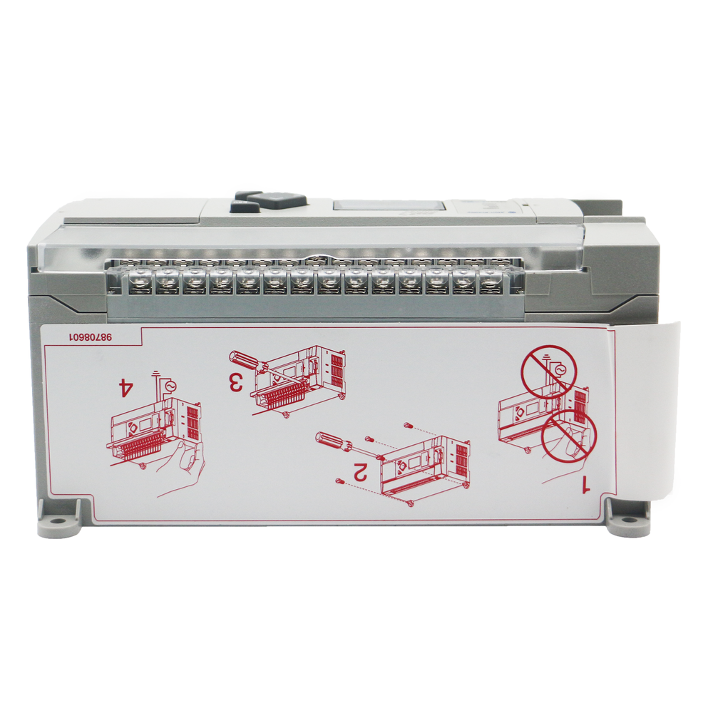 Allen-Bradley 1766-L32BWA MicroLogix 1400 PLC. Grey industrial controller with installation guide.