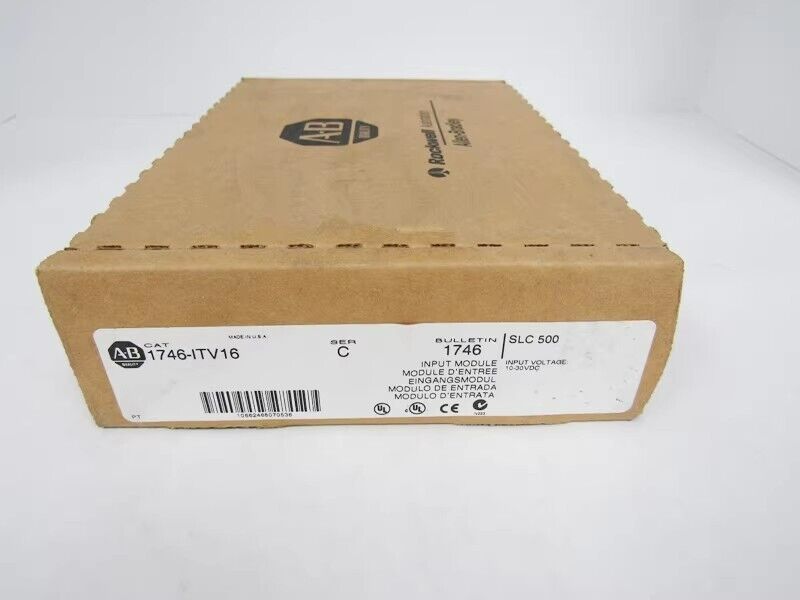 Allen-Bradley 1746-ITV16 SER C Input Module in its original box. SLC 500 series module for industrial automation.