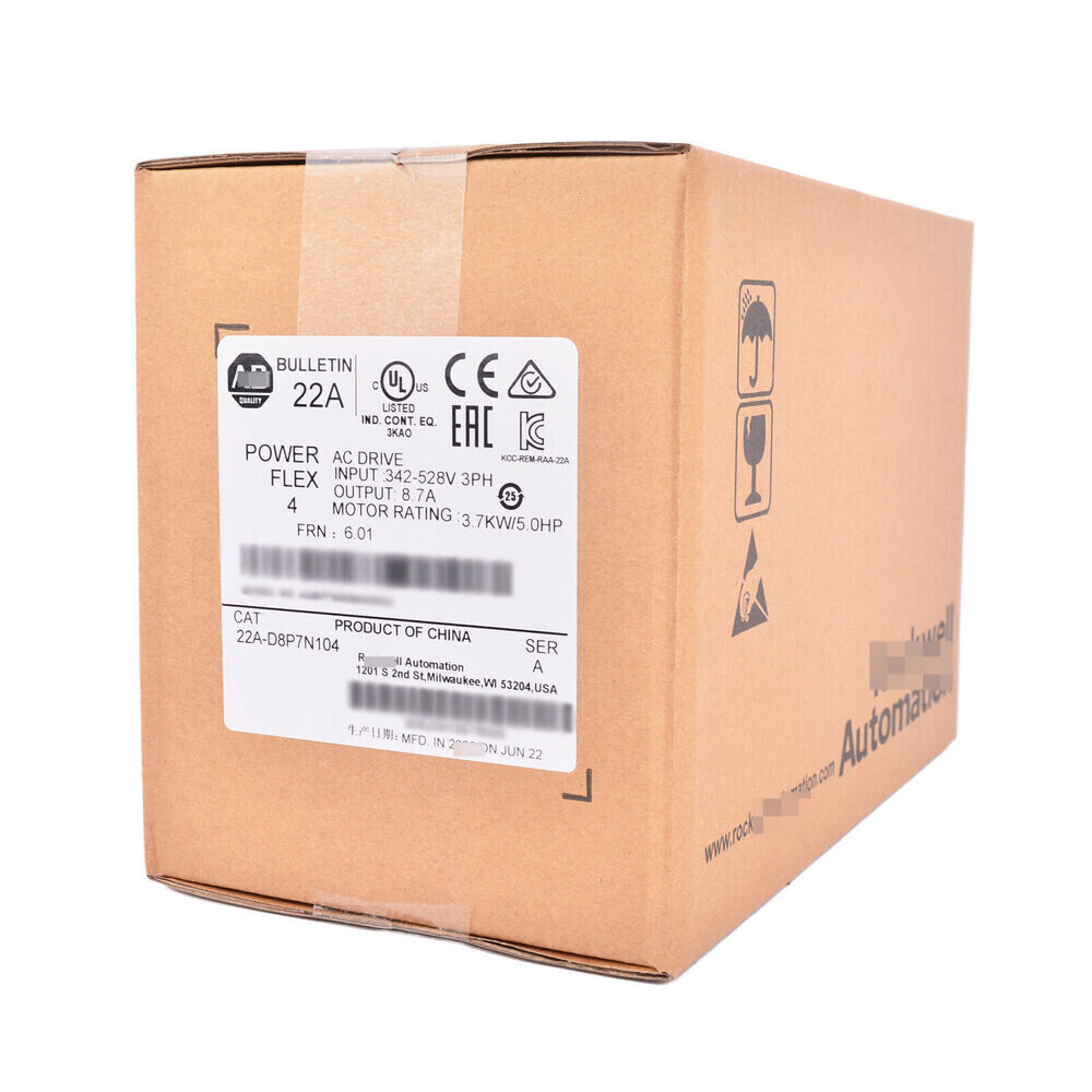 Allen-Bradley PowerFlex 4 AC Drive packaged, 3.7kW/5.0HP motor rating, Product of China