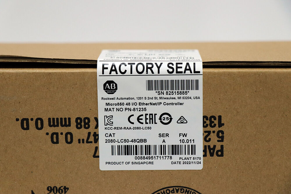 Allen-Bradley Micro850 2080-LC50-48QBB EtherNet/IP Controller Factory Sealed from Singapore, new in box, dated /11/24