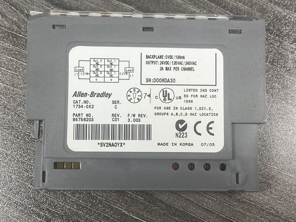 Allen-Bradley 1734-OX2 Ser C POINT I/O Module - Digital Output, gray, with labels and specifications.