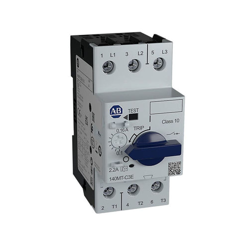 Allen-Bradley 140MT-C3E motor protection circuit breaker, adjustable 1.6-2.5A, Class 10, industrial automation component.