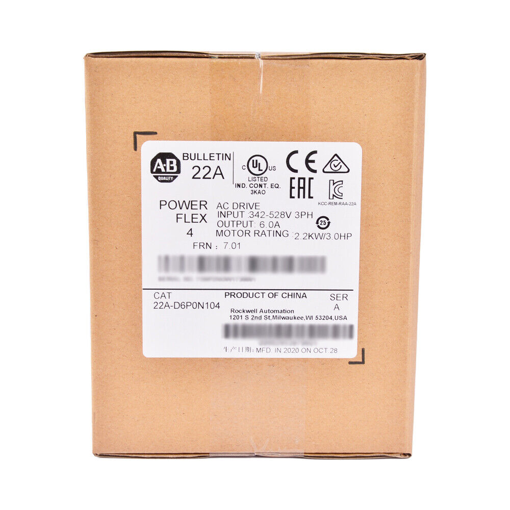 Allen-Bradley PowerFlex 4 AC Drive Box - 22A-D6P0N104, Industrial Automation Equipment