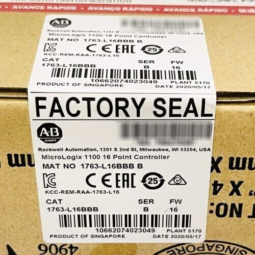 Allen-Bradley MicroLogix 1100 Controller Factory Sealed Label, Model 1763-L16BBB B
