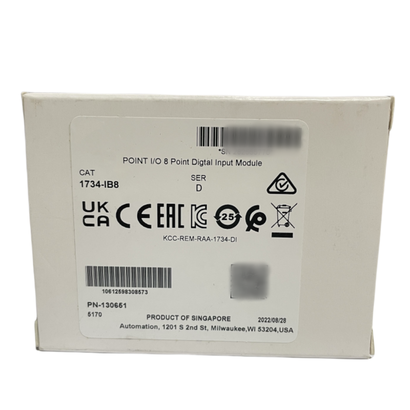 Allen-Bradley 1734-IB8 POINT I/O 8 Point Digital Input Module box. Product of Singapore. 24V DC input module.