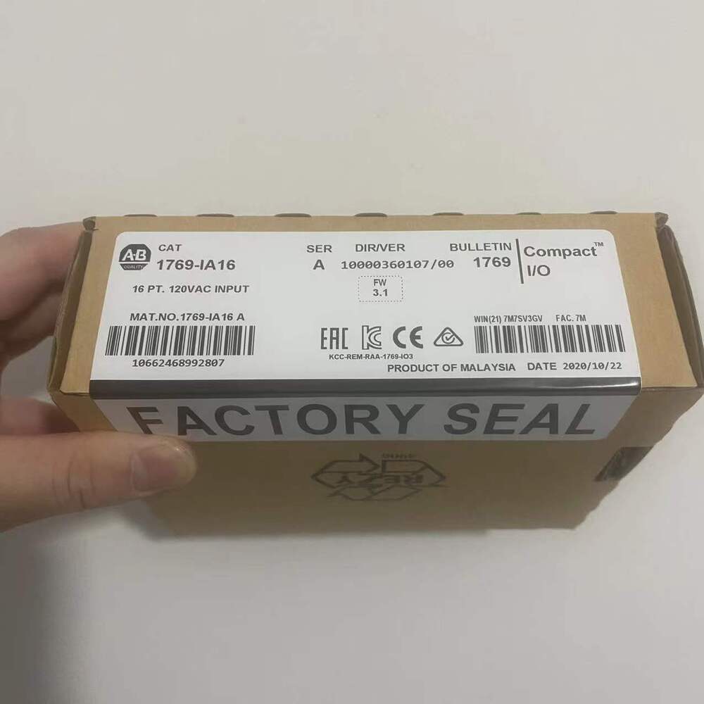 Allen-Bradley 1769-IA16 Compact I/O module box with factory seal, 16 Pt. 120VAC Input