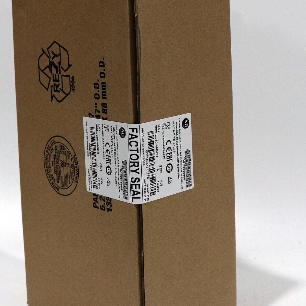 Allen-Bradley 2080-LC50-48QBB Micro850 PLC EtherNet/IP Controller, Factory Sealed from Singapore, New in Box