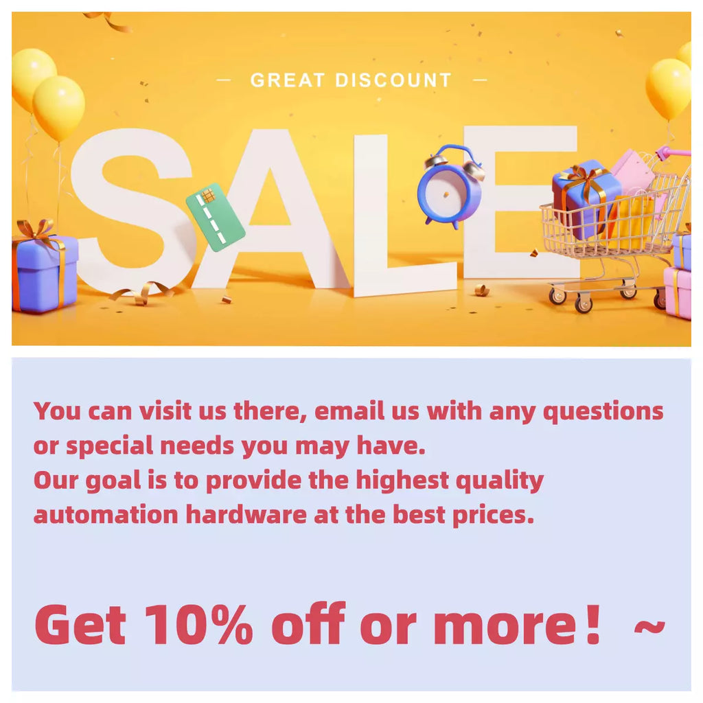 Automation hardware sale with discount offer, includes gift boxes and shopping cart.